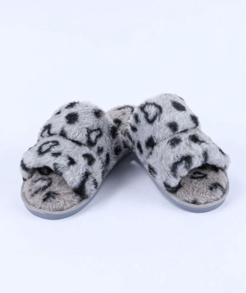 Gray Leopard Slippers